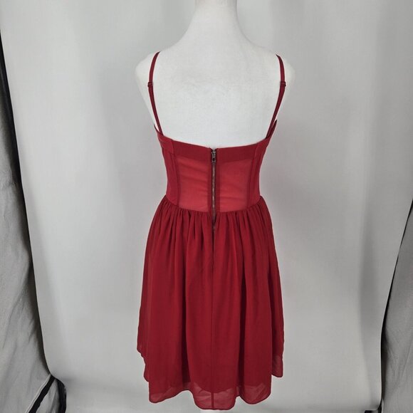 ERIN Fetherston Red Corset Bodice Chiffon Skirt Removable Straps Size 8 - Picture 6 of 10
